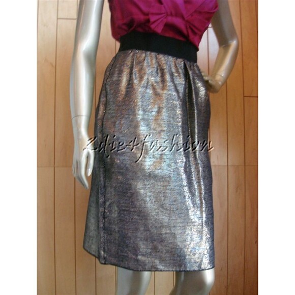 $995 NWT DOLCE & GABBANA Black Silver Metallic Pencil Skirt 8 - Picture 1 of 5